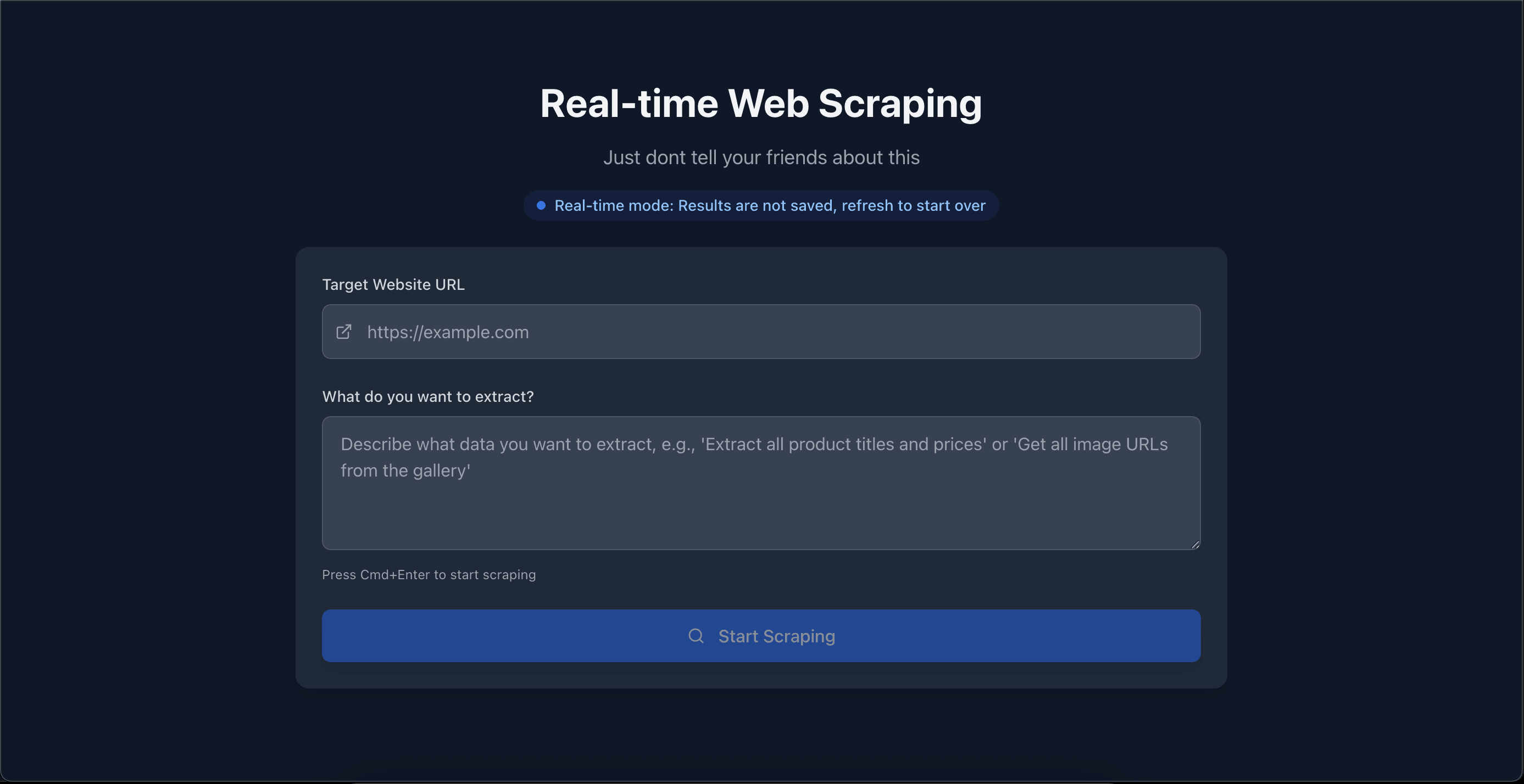 Real time-webscraper screenshot 1